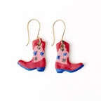 INK+ALLOY Danielle Cowgirl Boot Ceramic Earrings Pink + Blue