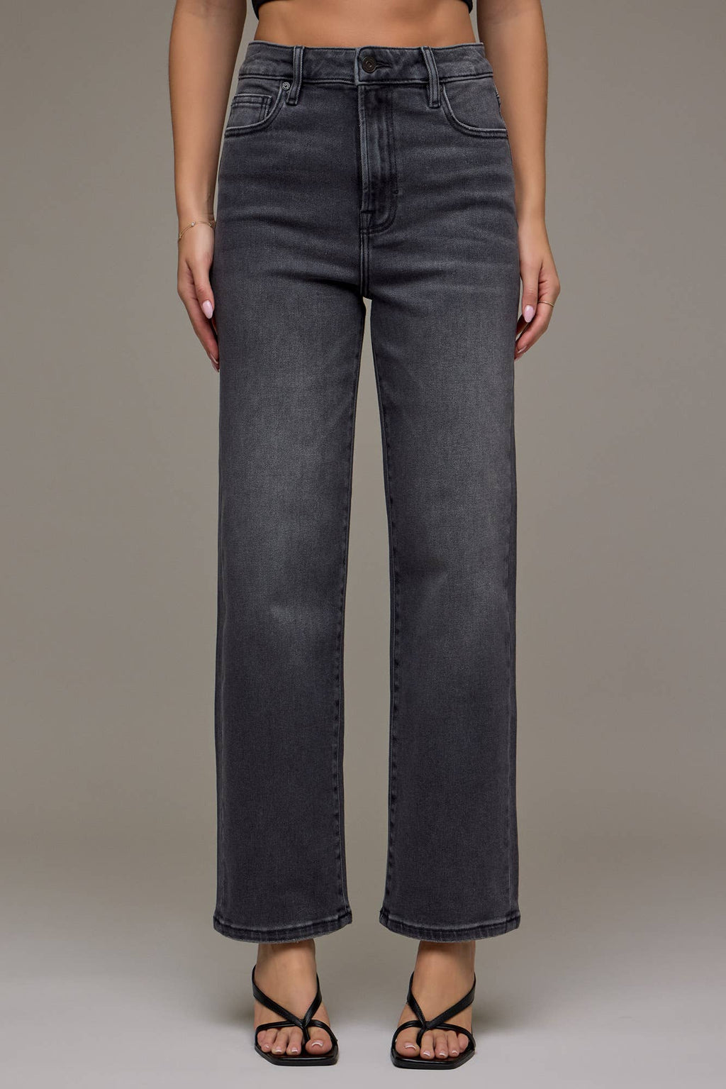 Hidden Jeans Charcoal Wash Clean Stretch Wide Straight