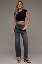 Hidden Jeans Charcoal Wash Clean Stretch Wide Straight