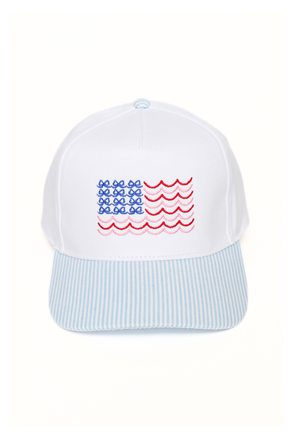 Americana USA Wave Bow Flag Embroidered Baseball Cap