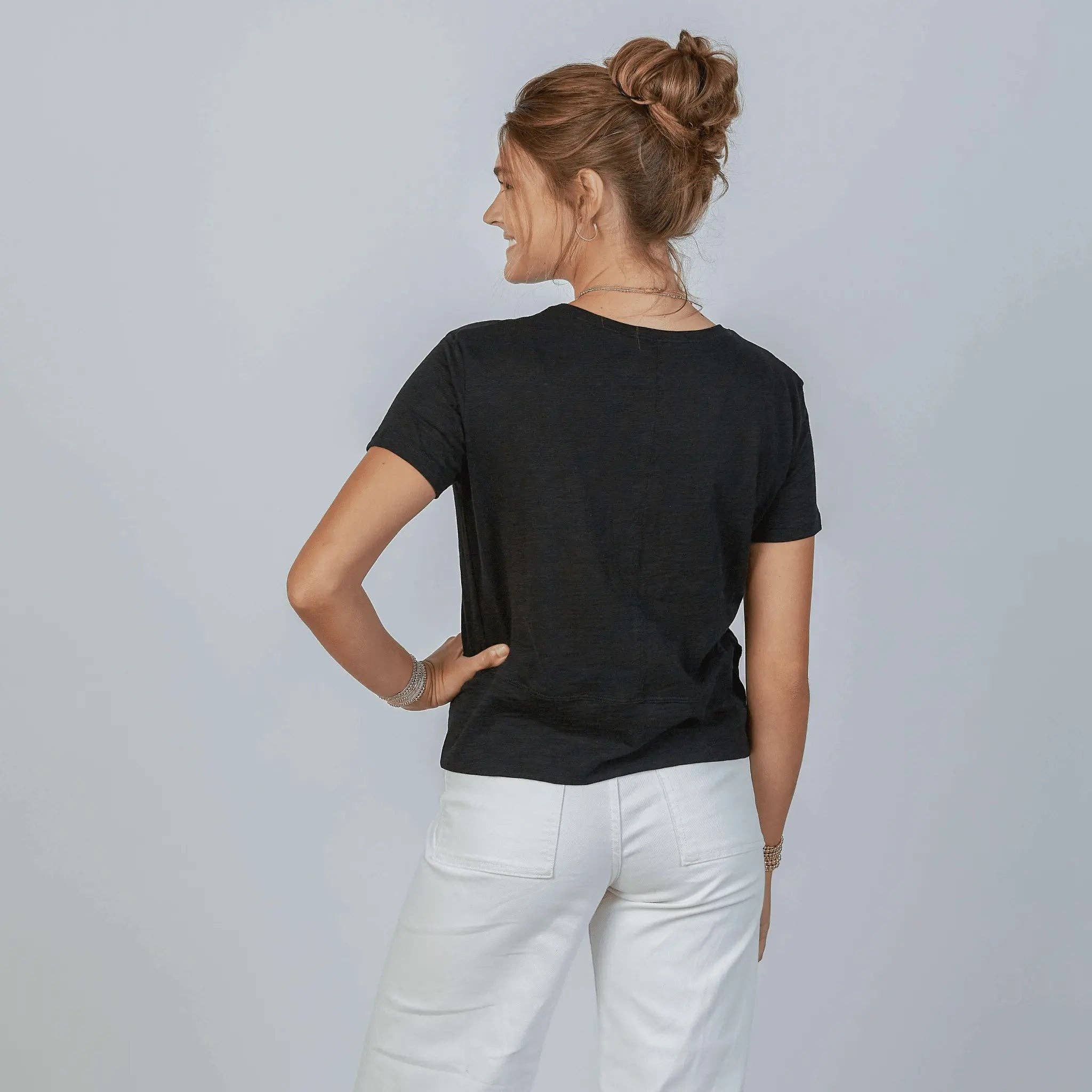 Celia Perfect Length Tee in Black - Short Sleeve