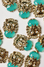 Turquoise and Gold Lion Studs St Armands Designs