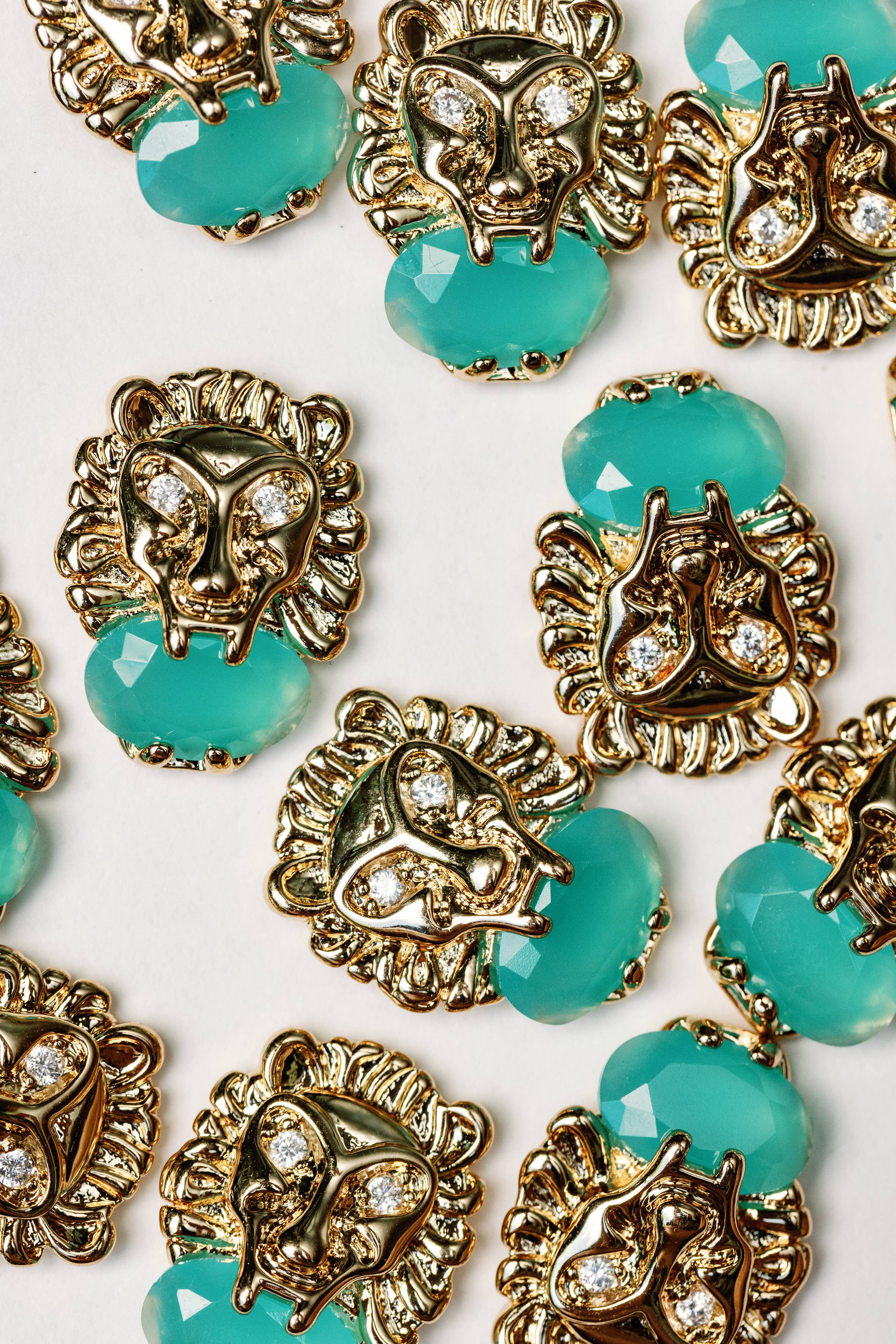 Turquoise and Gold Lion Studs St Armands Designs