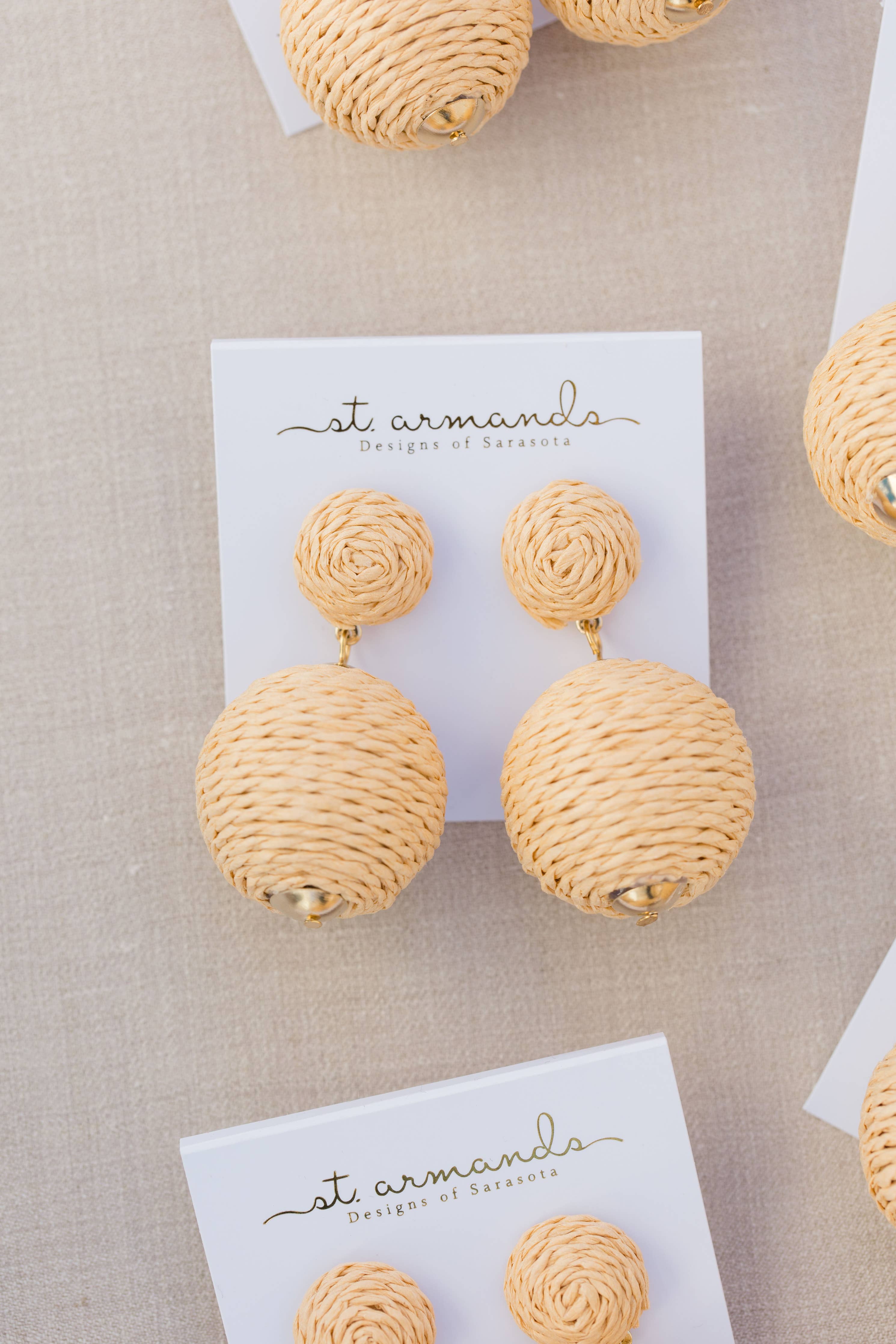 Natural Lido Pom Pom Statement Earrings St Armands Designs