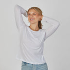 Weekender Tee in White - Long Sleeve