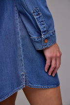 Hidden Jeans Medium Wash Super Soft Oversized Shirt Dress