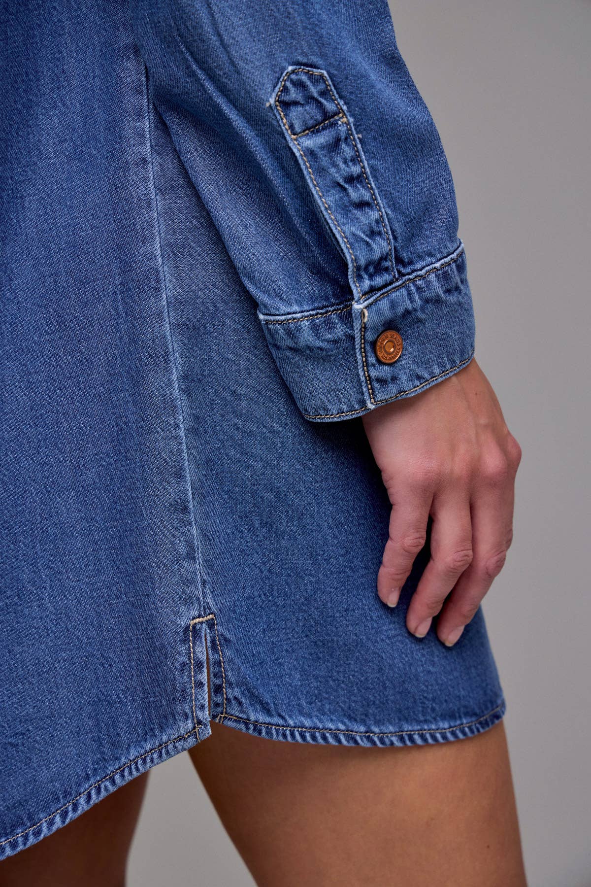 Hidden Jeans Medium Wash Super Soft Oversized Shirt Dress