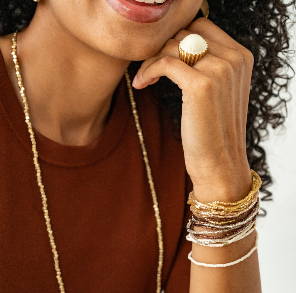 Ink+Alloy 18 Strand Luxe Beaded Stretch Bracelet Set Mixed Metallic