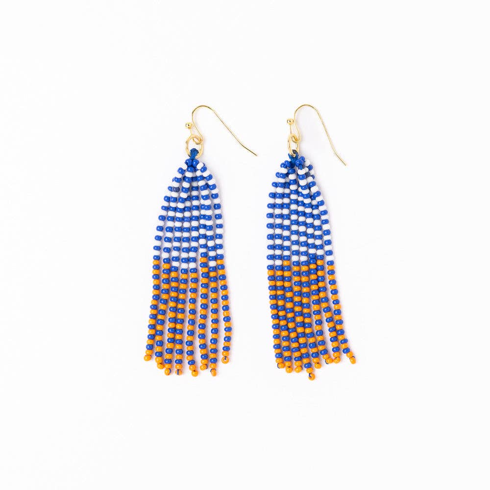 INK+ALLOY Tassel Bead Earrings Blue + Orange