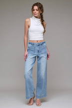Hidden Jeans Light Wash Front Pocket Stretch Wide leg