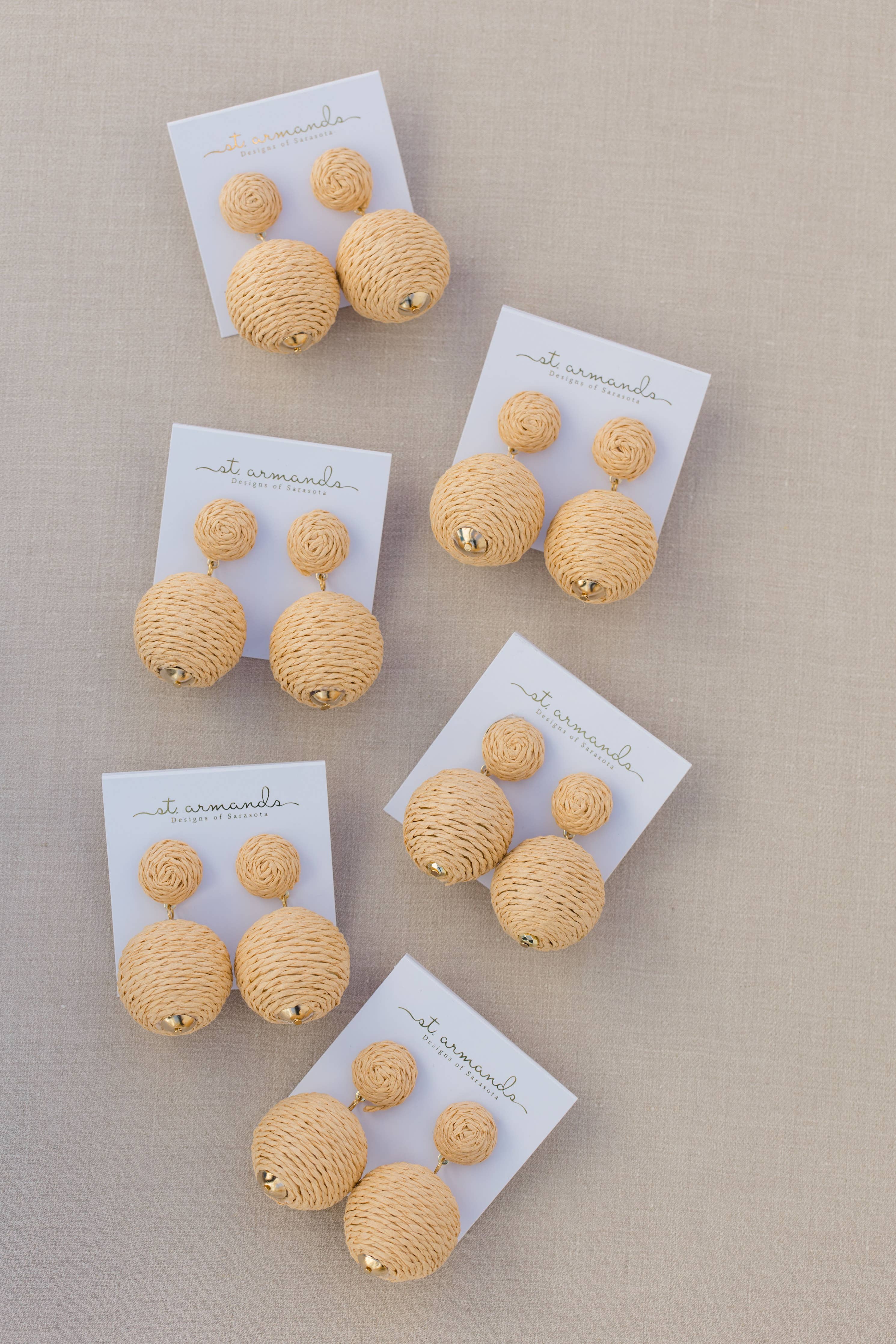Natural Lido Pom Pom Statement Earrings St Armands Designs