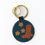 INK+ALLOY Kelsey Boot Seed Bead Bag Charm/Key Ring Navy
