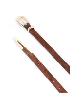 ETTIKA Suede Modern Saddle Belt in Warm Truffle
