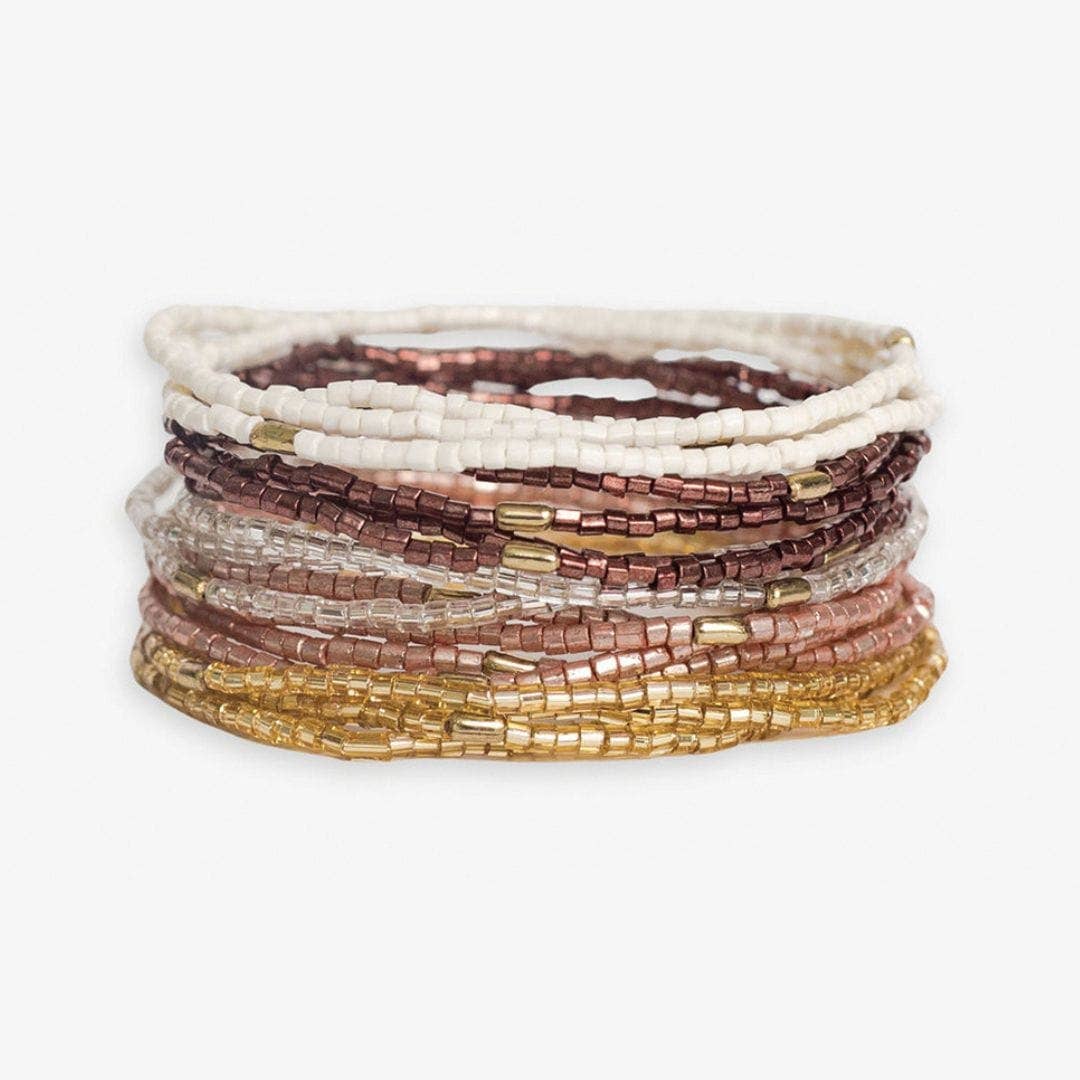 Ink+Alloy 18 Strand Luxe Beaded Stretch Bracelet Set Mixed Metallic