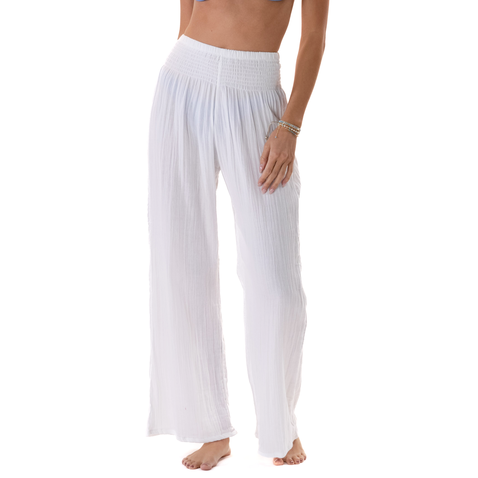 Lotus and Luna White Wide Leg Cotton Pants