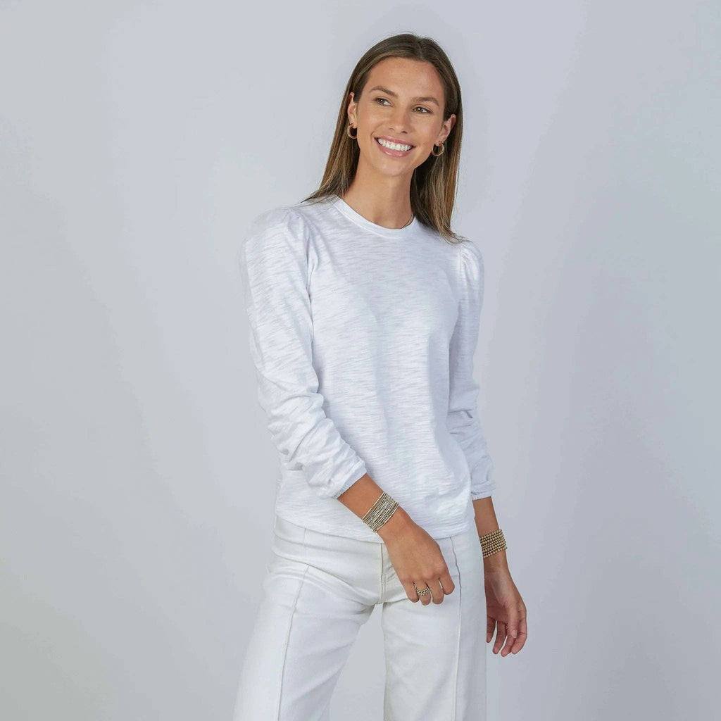 Joanie Subtle Puff Long Sleeve Tee White