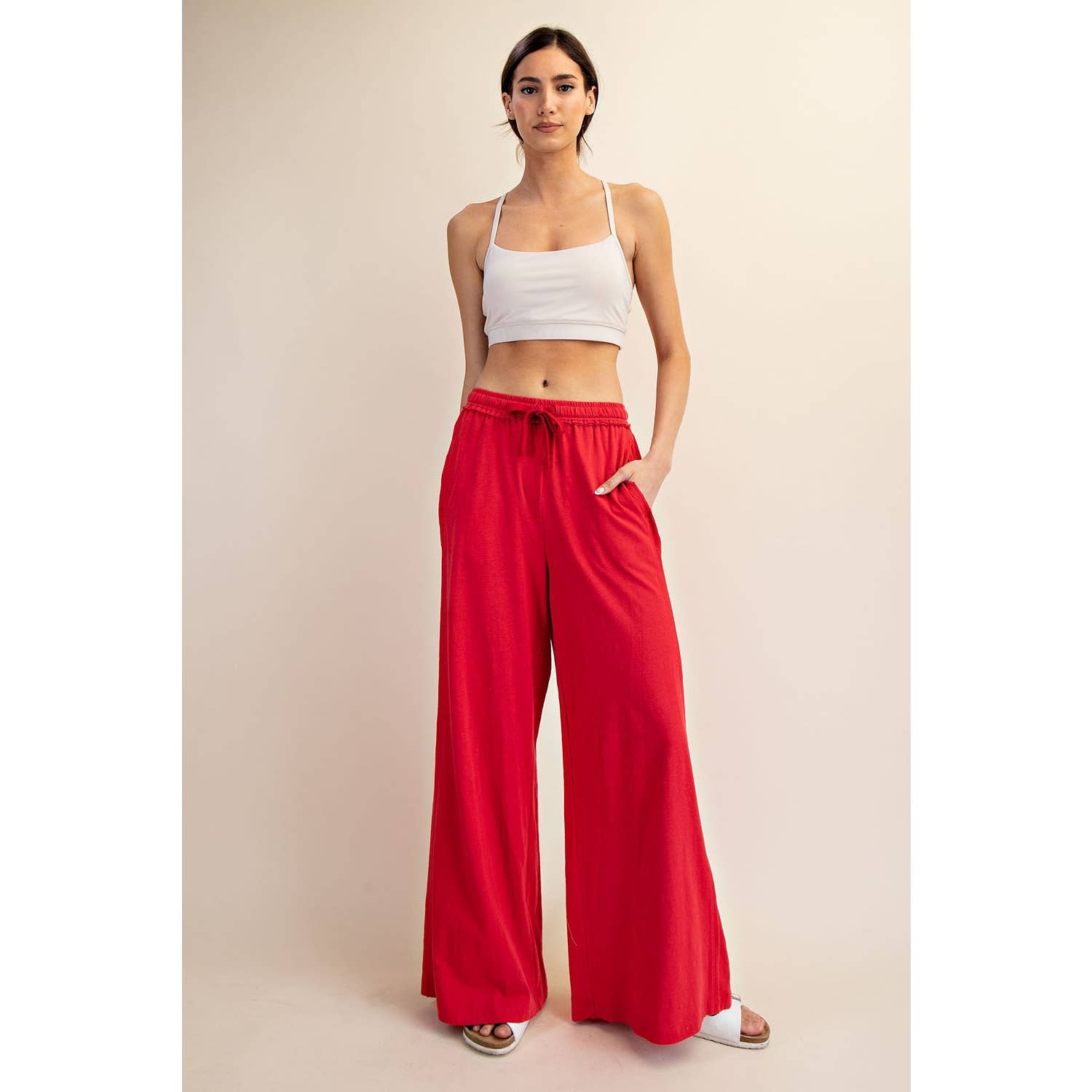 COTTON SLUB LOUNGING WIDE PANT