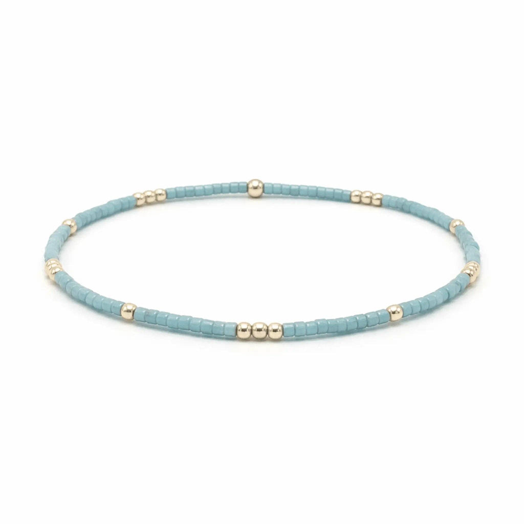 Newport PALE TURQUOISE Blue + Gold Filled Waterproof Bracelet