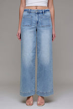 Hidden Jeans Light Wash Front Pocket Stretch Wide leg