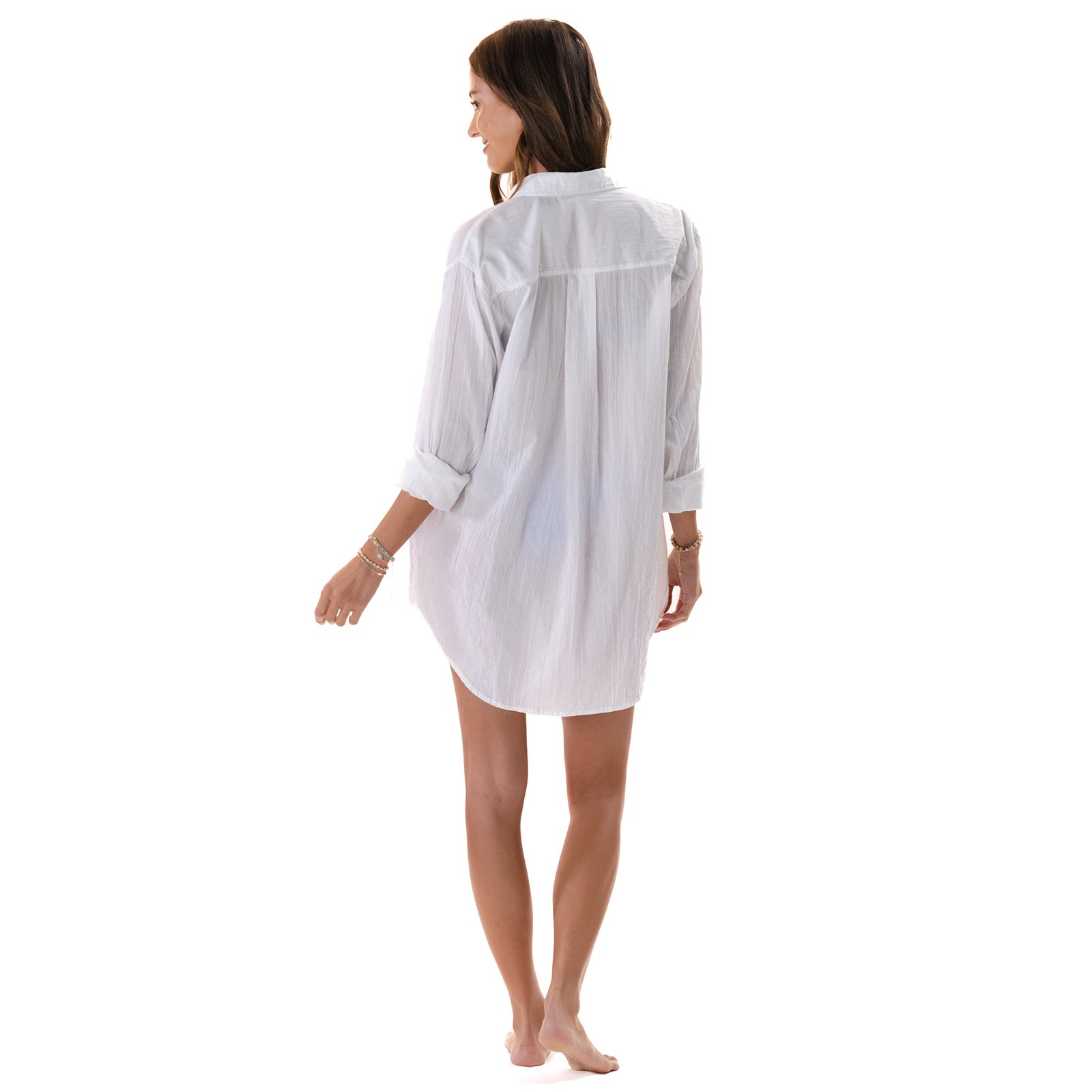 Lotus and Luna White Boyfriend Button Up Cotton