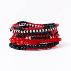 Ink+Alloy Beaded 10 Strand Stretch Bracelet Set Red + Black