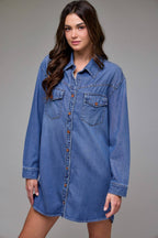 Hidden Jeans Medium Wash Super Soft Oversized Shirt Dress