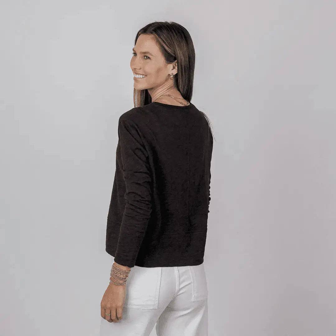 Celia Perfect Length Tee in Black - Long Sleeve