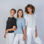 Sophie Ruched Elbow-length Tee in Ivory