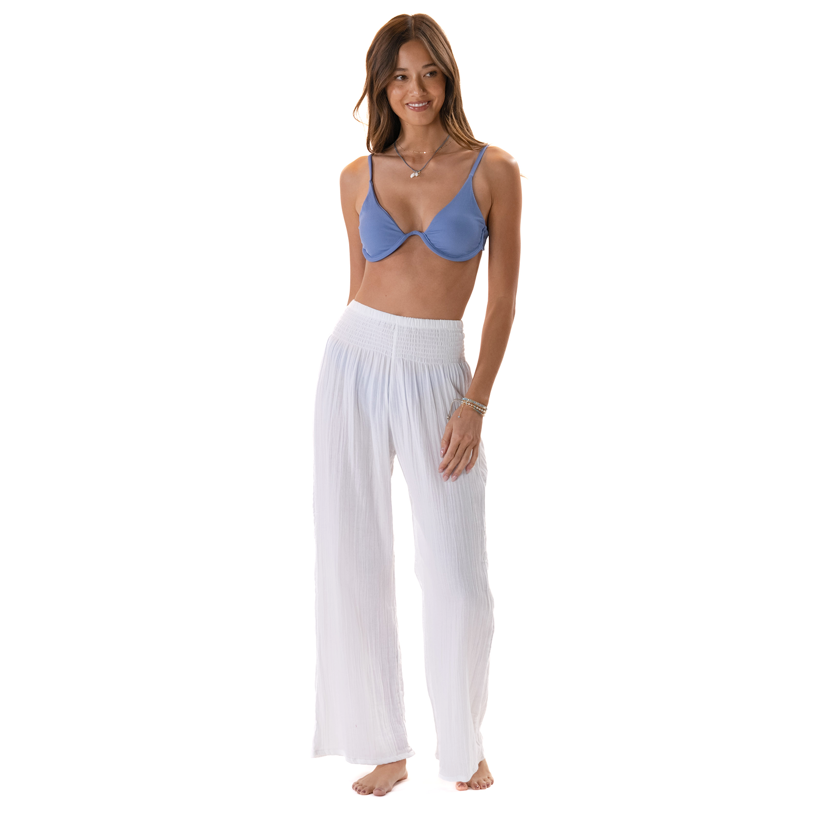 Lotus and Luna White Wide Leg Cotton Pants
