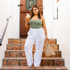 Lotus and Luna White Wide Leg Cotton Pants
