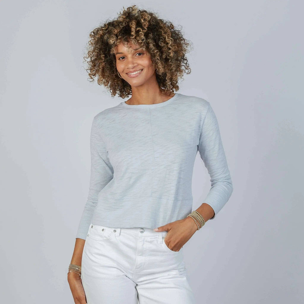 Celia Perfect Length Tee in Arctic Blue - Long Sleeve
