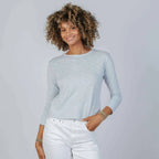 Celia Perfect Length Tee in Arctic Blue - Long Sleeve