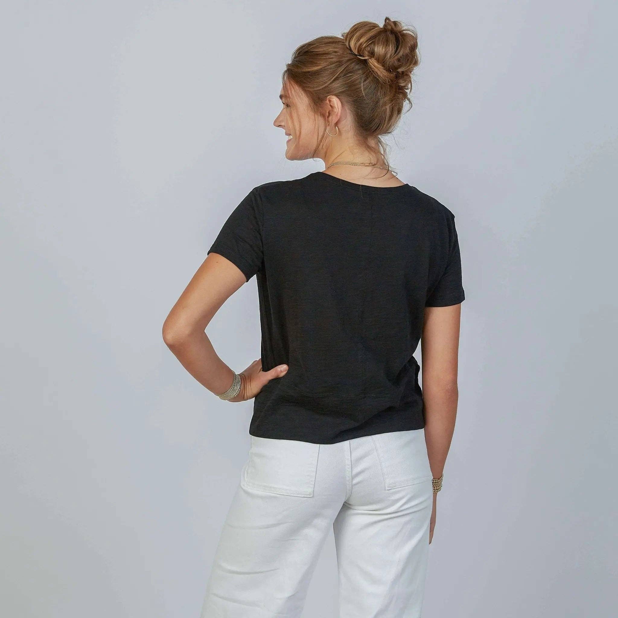 Celia Perfect Length Tee in Black - Short Sleeve