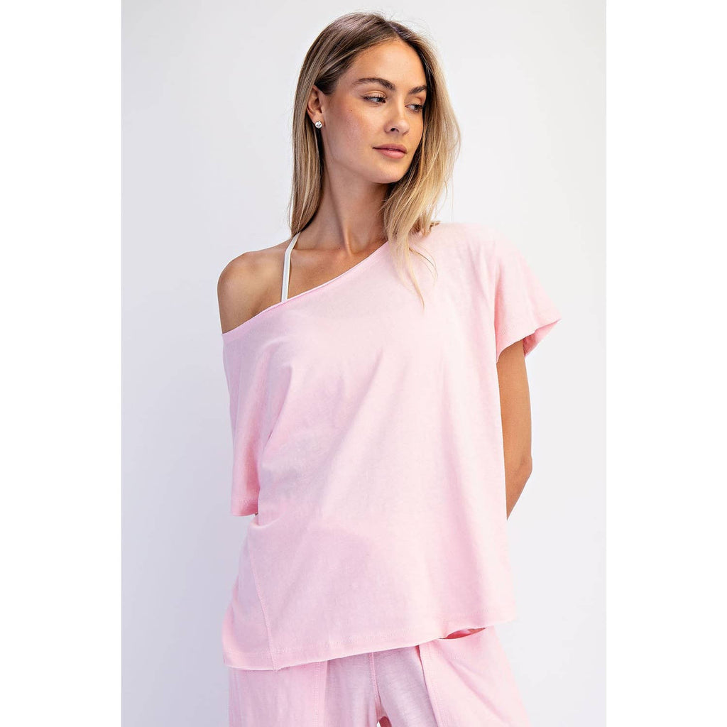 COTTON SLUB OFF-SHOULDER TEE
