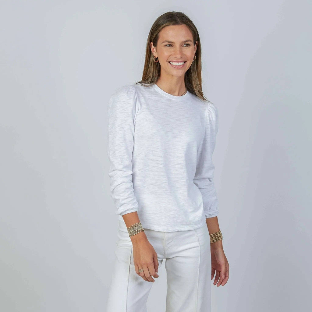 Joanie Subtle Puff Long Sleeve Tee White
