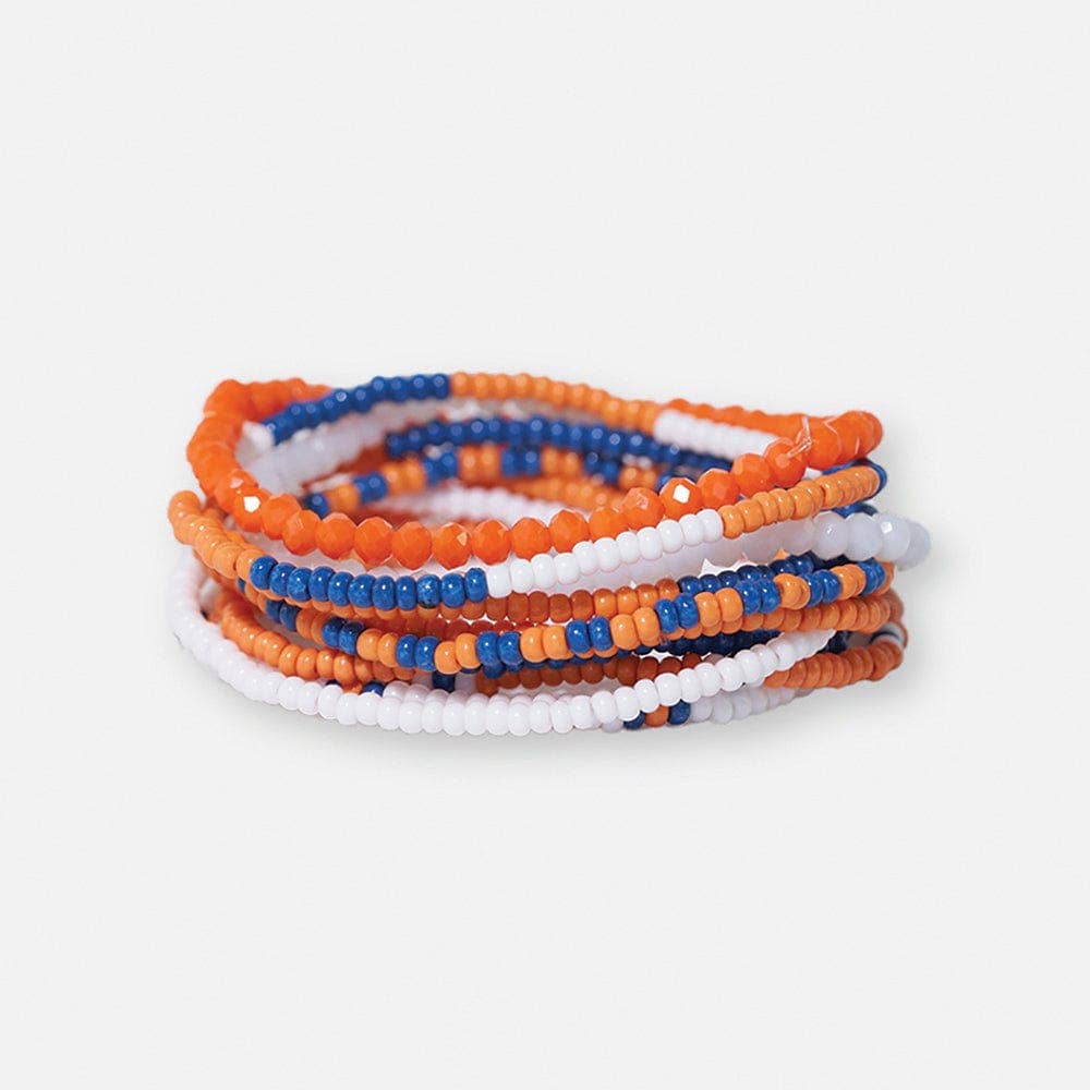 INK+ALLOY Color Block Beaded 10 Strand Bracelets Blue and Orange