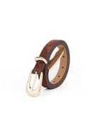 ETTIKA Suede Modern Saddle Belt in Warm Truffle