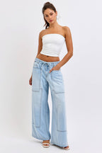HIDDEN JEANS Medium Light Drawstring Utility Pocket Wideleg