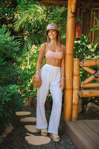 Lotus and Luna White Wide Leg Cotton Pants