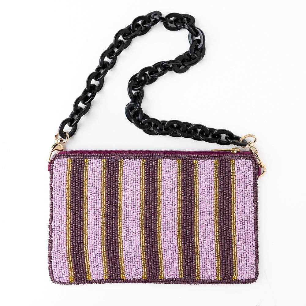 INK + ALLOY Elenor Embroidered Tiger Beaded Bag Purple