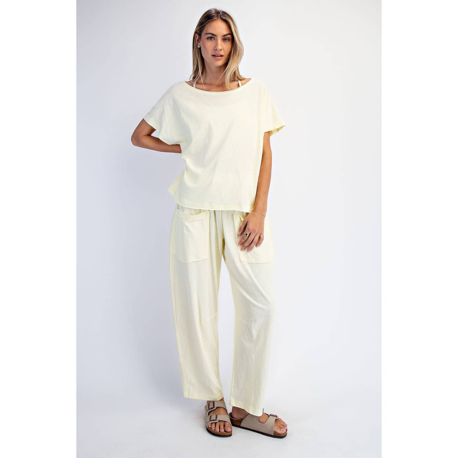 COTTON SLUB OFF-SHOULDER TEE