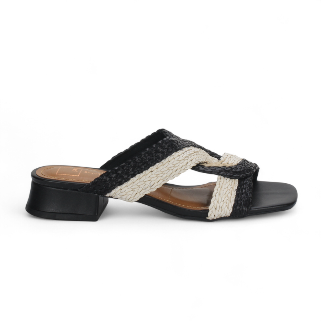 Bruno Menegatti Verina Sandals Straw Black Off-White