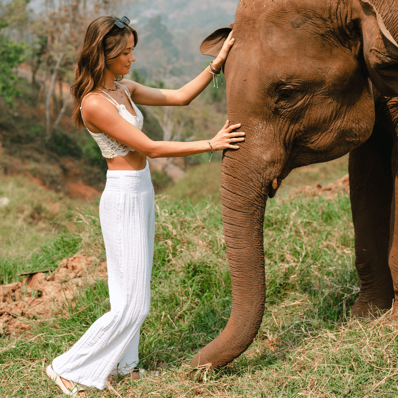 Lotus and Luna White Wide Leg Cotton Pants