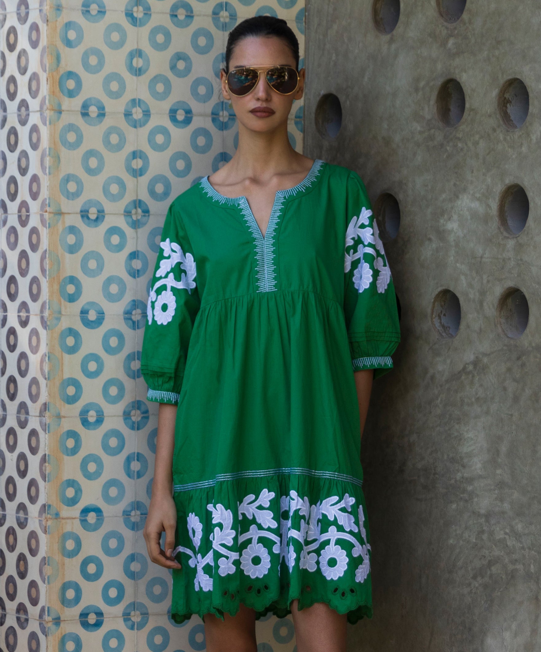 Rose and Rose Genta Dress Leaf Green