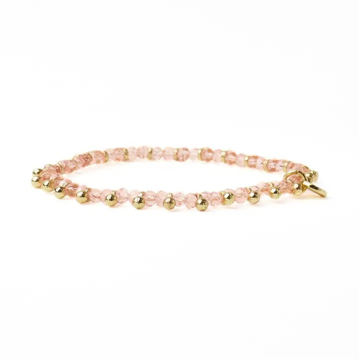 INK+ALLOY Crystal With Brass Charm Stretch Bracelet Blush + Gold