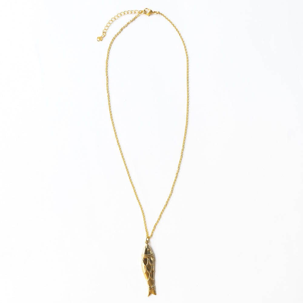 INK+ALLOY Fish Dimensional Necklace Brass