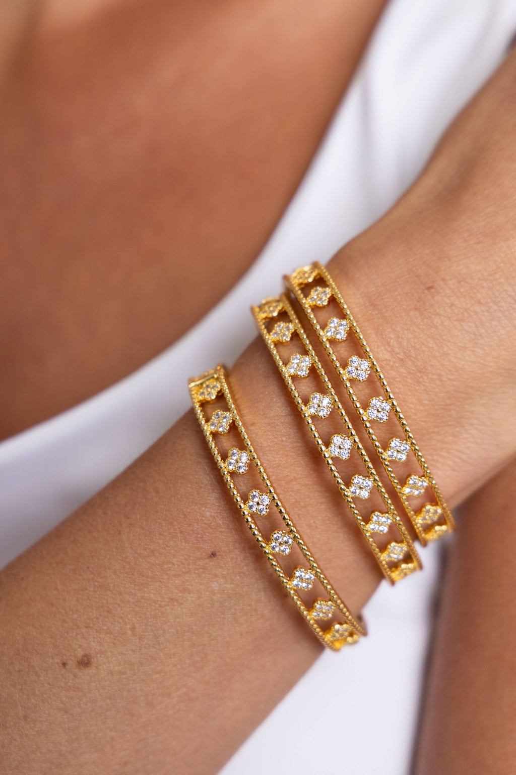 Sahira  Pave Clover Bangle