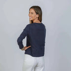 Celia Perfect Length Tee in Navy - Long Sleeve