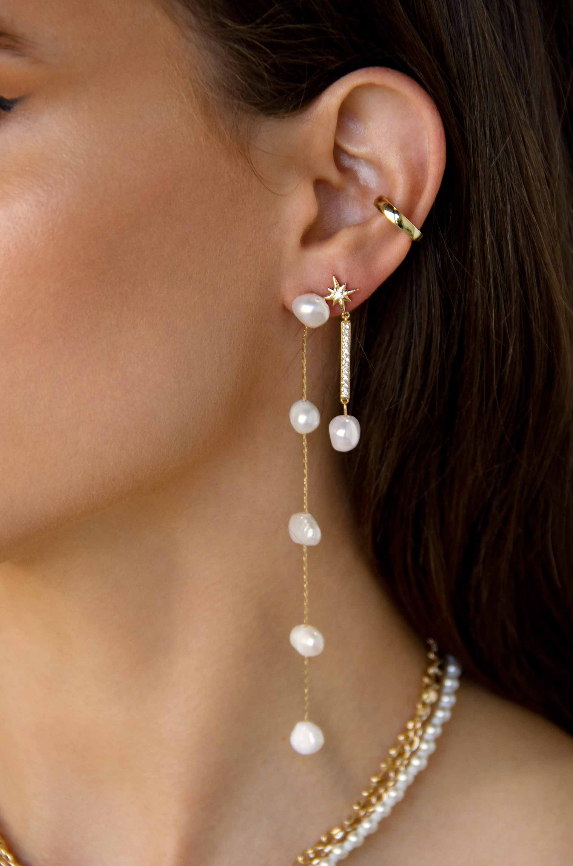 ETTIKA Dripping Pearl Delicate Drop Earrings