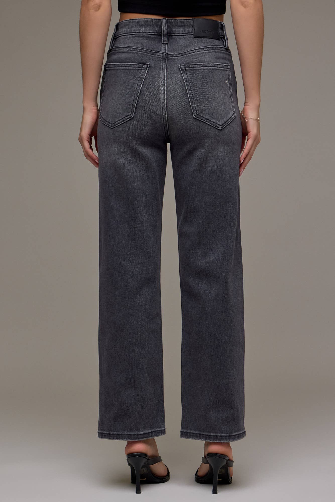 Hidden Jeans Charcoal Wash Clean Stretch Wide Straight